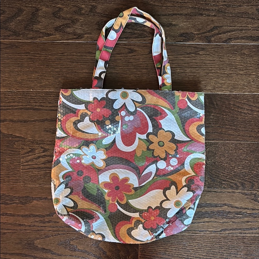 Fashion Express Floral Sequined Tote Bag